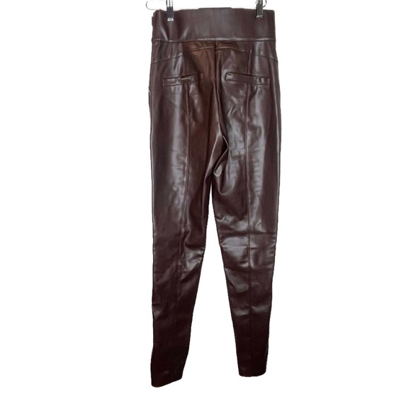 Maniere De Voir | Leather & Suede Ribbed Legging - Chocolate Brown - Picture 3 of 6